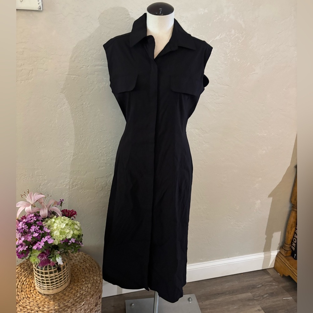 WHBM Black Sleeveless Shirt Dress Sz Med